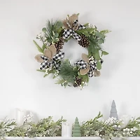 Northlight Magnolia And Frosted Pine Cones Unlit Wreath