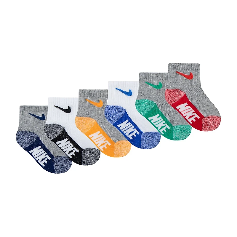 Nike Boys 6 Pair Toddler Quarter Ankle Socks