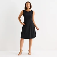 Black Label by Evan-Picone Womens Crew Neck Sleeveless Fit + Flare Dress