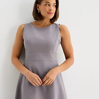 Black Label by Evan-Picone Womens Crew Neck Sleeveless Fit + Flare Dress