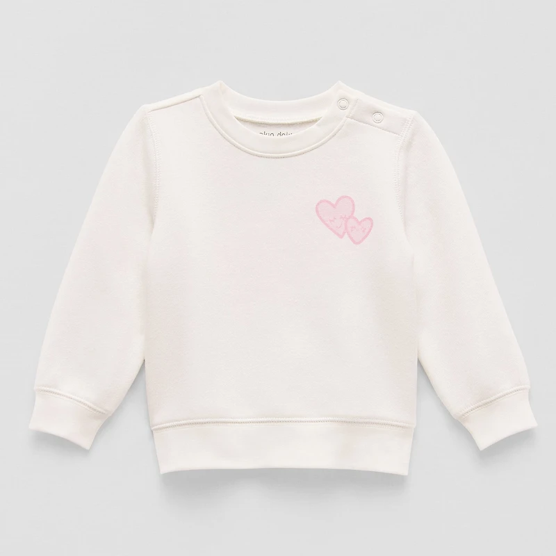 Okie Dokie Baby Girls Round Neck Fleece Long Sleeve Sweatshirt