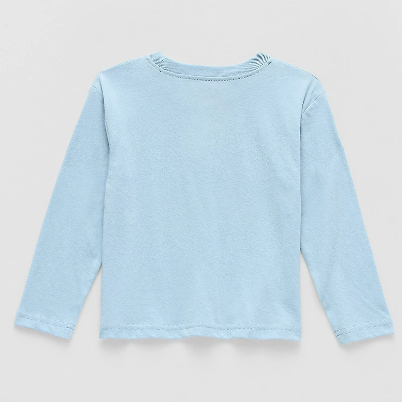 Okie Dokie Toddler & Little Girls Round Neck Long Sleeve Regular Fit Graphic T-Shirt