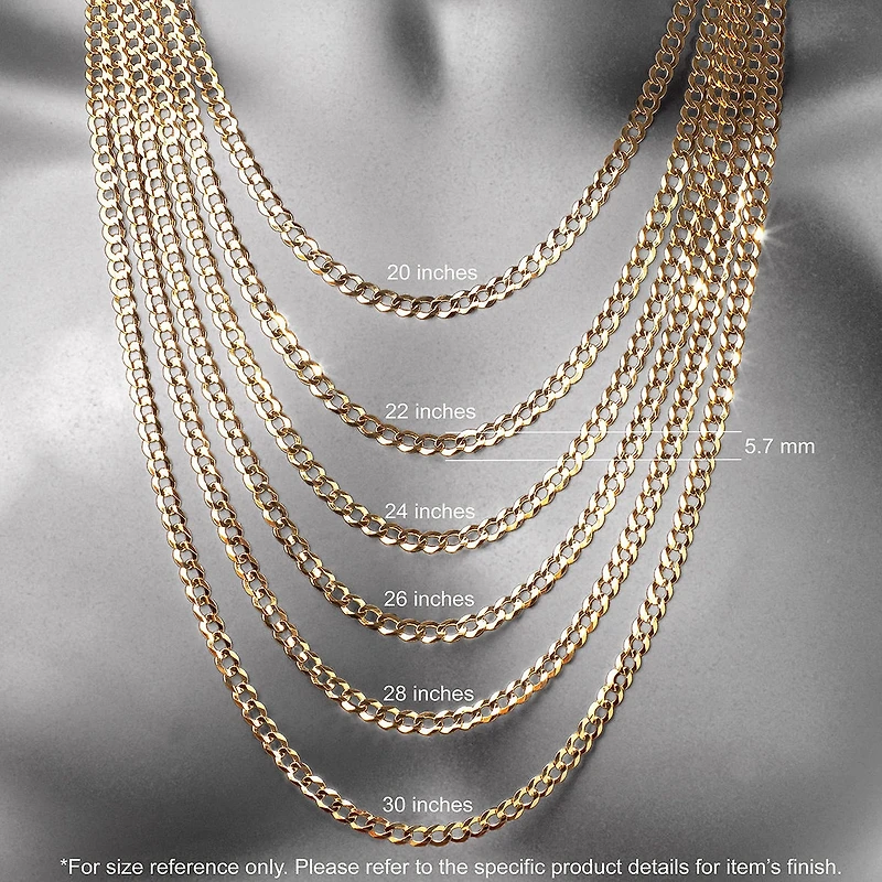 10K Gold 18 - 24 Inch Hollow Rope Chain Necklace