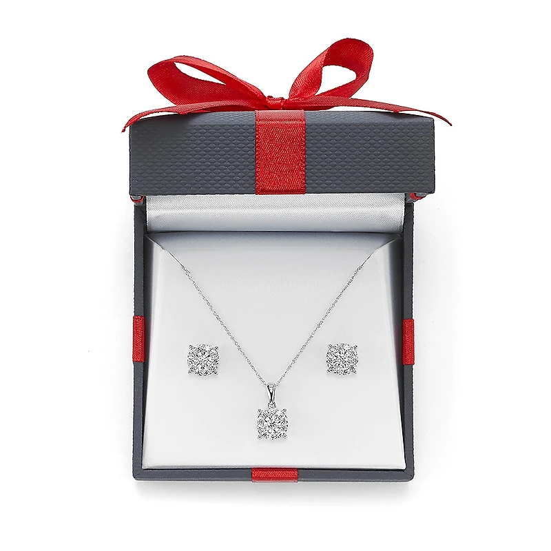Womens 1 CT. T.W. Natural White Diamond Sterling Silver 2-pc. Jewelry Set