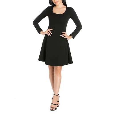 24/7 Comfort Apparel Womens Knee Length Skater Dress