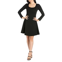 24/7 Comfort Apparel Womens Knee Length Skater Dress