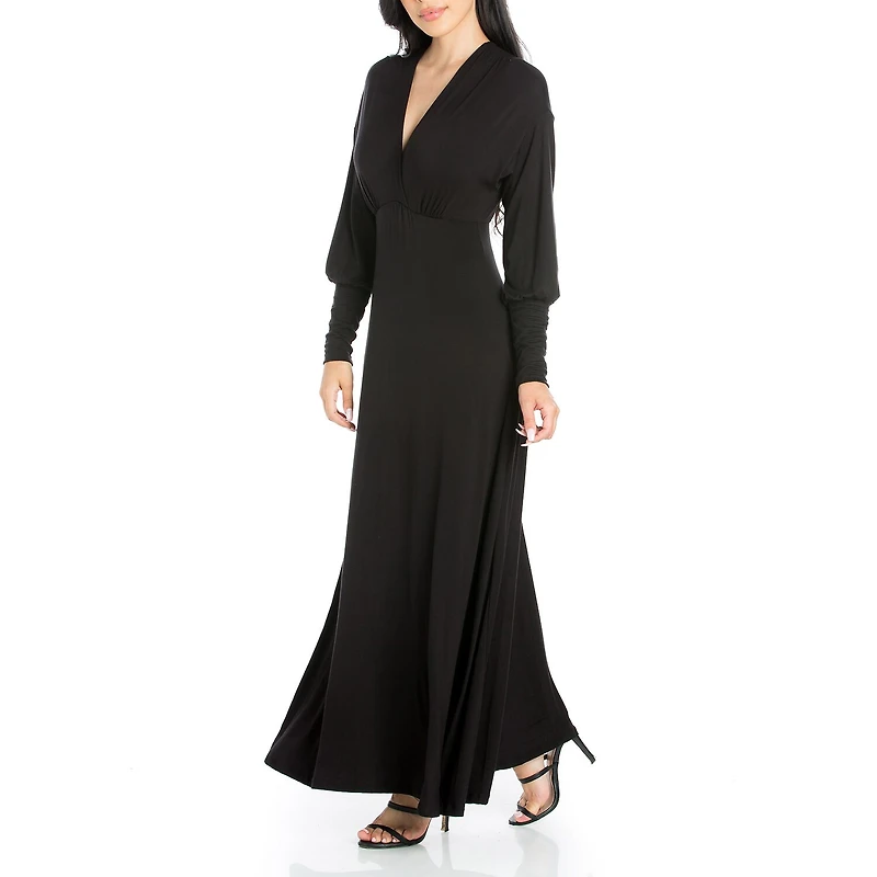 24seven Comfort Apparel Womens Long Sleeve Maxi Dress