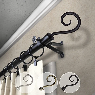 Rod Desyne 13/16" Adjustable Curtain Rod with Curl Finials