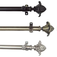 Rod Desyne 13/16" Adjustable Curtain with Bloom Finials