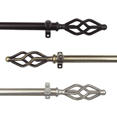 Rod Desyne 13/16" Adjustable Curtain with Marquise Finials