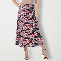 24seven Comfort Apparel Womens Mid Rise Long A-Line Skirt