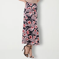24seven Comfort Apparel Womens Mid Rise Long A-Line Skirt