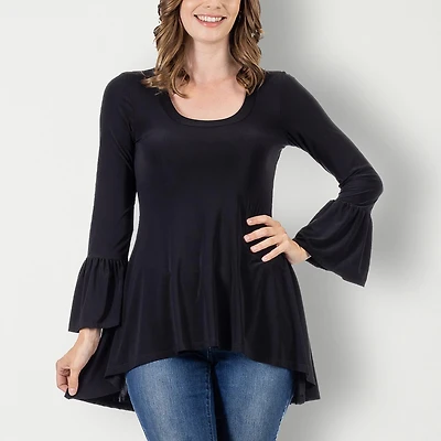 24seven Comfort Apparel Womens Scoop Neck Long Sleeve Tunic Top