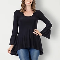 24seven Comfort Apparel Womens Scoop Neck Long Sleeve Tunic Top
