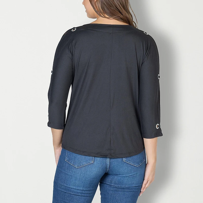 24seven Comfort Apparel Womens Boat Neck 3/4 Sleeve T-Shirt