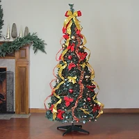 Northlight Gold And Red Pre-Decorated With Clear Lights 6 Foot Pre-Lit Christmas Tree