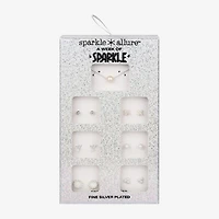 Sparkle Allure A Week Of Sparkle Womens White Glass Simulated Pearl Pure Silver Over Brass Round 7-pc. Jewelry Set