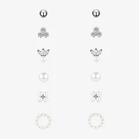 Sparkle Allure A Week Of Sparkle Womens White Glass Simulated Pearl Pure Silver Over Brass Round 7-pc. Jewelry Set