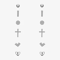 Sparkle Allure A Week Of Sparkle Womens Cubic Zirconia Pure Silver Over Brass Cross Heart 7-pc. Jewelry Set