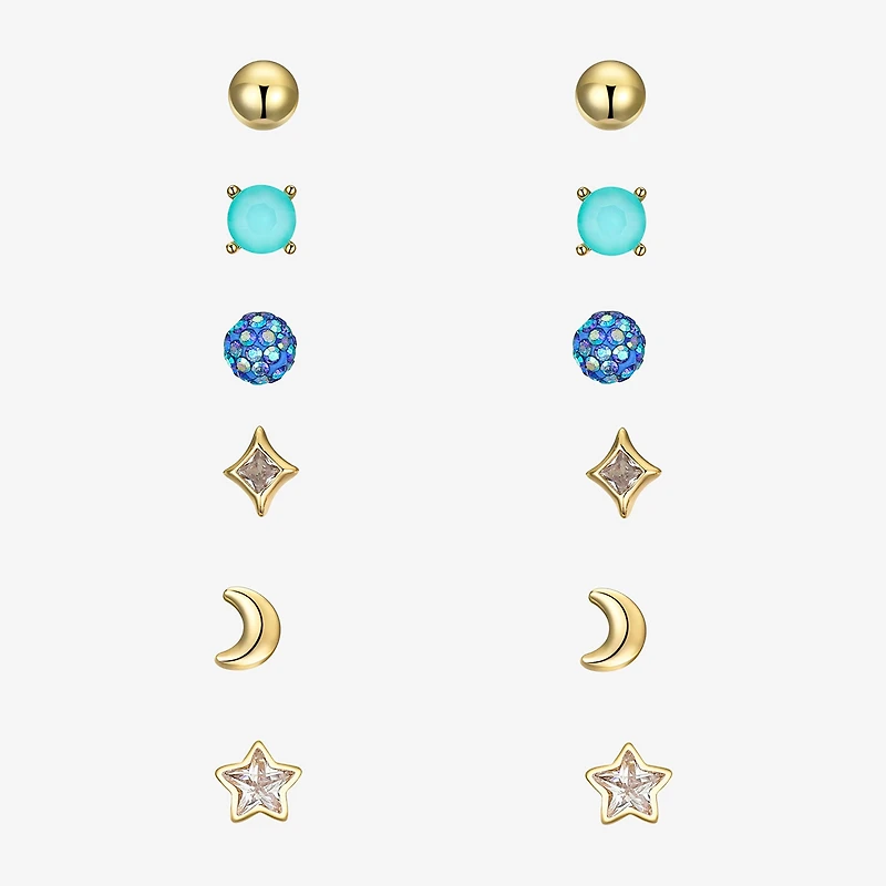 Sparkle Allure A Week Of Sparkle Womens Cubic Zirconia 14K Gold Over Brass Moon Star 7-pc. Jewelry Set