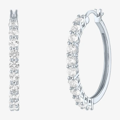 Yes, Please! Womens Lab Created White Sapphire Sterling Silver 30mm Hoop Earrings