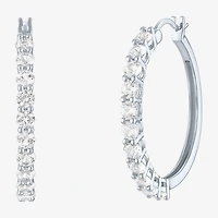 Yes, Please! Womens Lab Created White Sapphire Sterling Silver 30mm Hoop Earrings