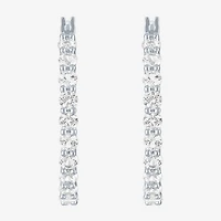 Yes, Please! Womens Lab Created White Sapphire Sterling Silver 30mm Hoop Earrings
