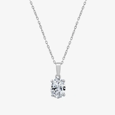 ( F/SI1-SI2 ) Womens 1 CT. T.W. Lab Grown White Diamond 10K Gold Oval 18 Inch Pendant Necklace
