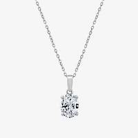 ( F/SI1-SI2 ) Womens 1 CT. T.W. Lab Grown White Diamond 10K Gold Oval 18 Inch Pendant Necklace