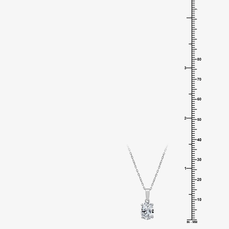 ( F/SI1-SI2 ) Womens 1 CT. T.W. Lab Grown White Diamond 10K Gold Oval 18 Inch Pendant Necklace