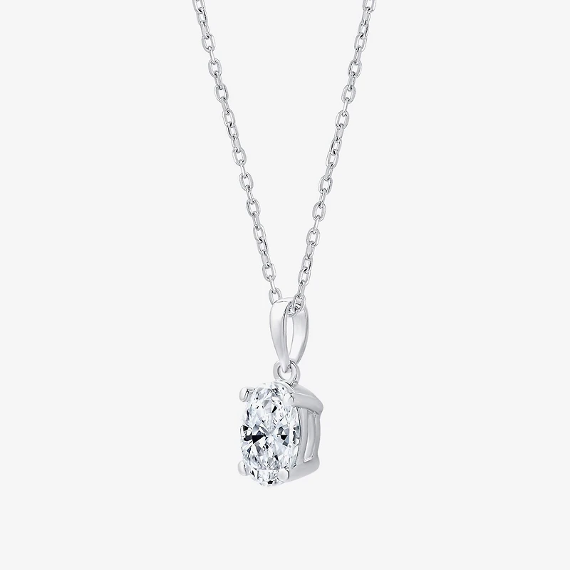 ( F/SI1-SI2 ) Womens 1 CT. T.W. Lab Grown White Diamond 10K Gold Oval 18 Inch Pendant Necklace