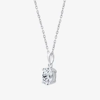 ( F/SI1-SI2 ) Womens 1 CT. T.W. Lab Grown White Diamond 10K Gold Oval 18 Inch Pendant Necklace