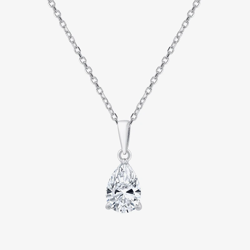 ( F/SI1-SI2 ) Womens 1 CT. T.W. Lab-Grown White Diamond 10K Gold Pear 18 Inch Pendant Necklace