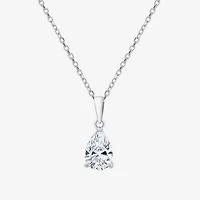 ( F/SI1-SI2 ) Womens 1 CT. T.W. Lab-Grown White Diamond 10K Gold Pear 18 Inch Pendant Necklace