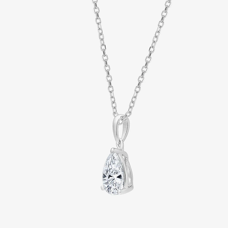 ( F/SI1-SI2 ) Womens 1 CT. T.W. Lab-Grown White Diamond 10K Gold Pear 18 Inch Pendant Necklace
