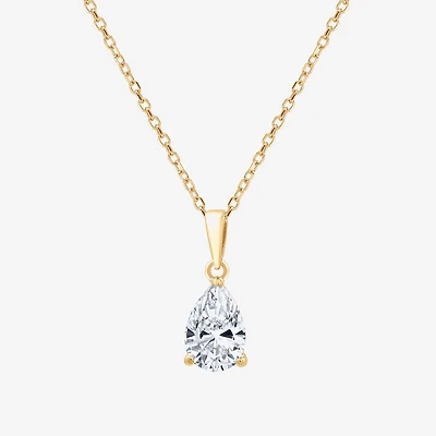 ( F/SI1-SI2 ) Womens 1 CT. T.W. Lab-Grown White Diamond 10K Gold Pear 18 Inch Pendant Necklace