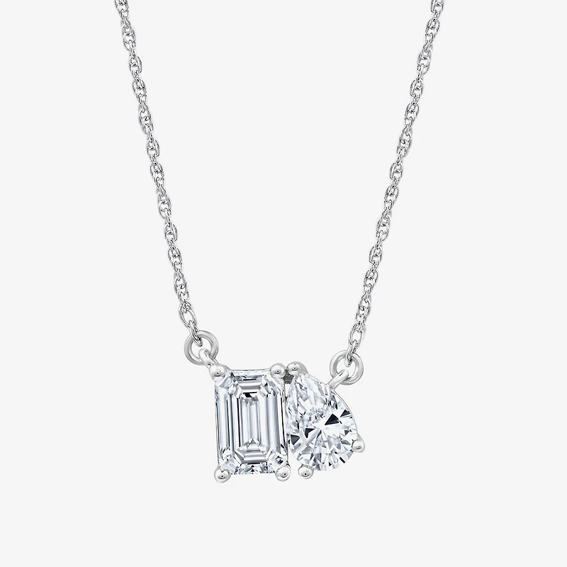 Yes, Please! Womens Lab Created White Sapphire Sterling Silver 18 Inch Pendant Necklace
