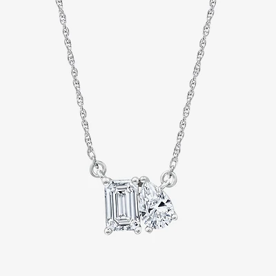 Yes, Please! Womens Lab Created White Sapphire Sterling Silver 18 Inch Pendant Necklace