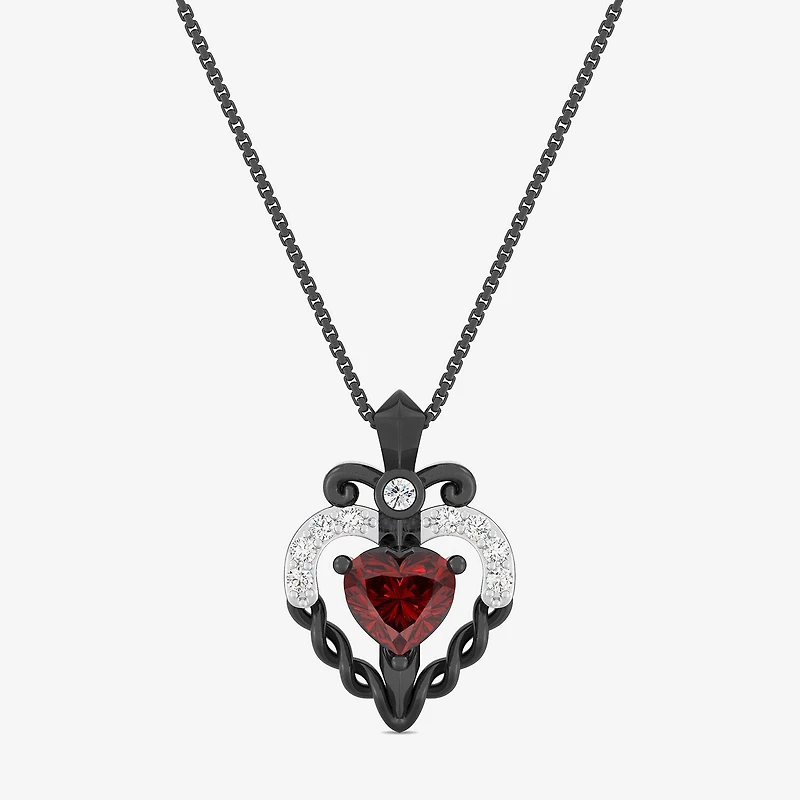 Evil Queen (I2, I) Womens 1/2 CT. T.W. Genuine Red Garnet Sterling Silver Heart 18 Inch Pendant Necklace