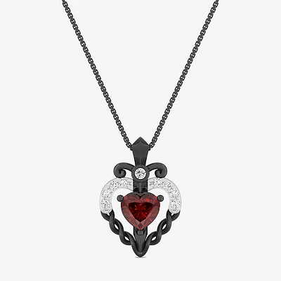 Evil Queen (I2, I) Womens 1/2 CT. T.W. Genuine Red Garnet Sterling Silver Heart 18 Inch Pendant Necklace