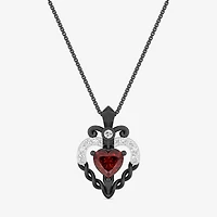 Evil Queen (I2, I) Womens 1/2 CT. T.W. Genuine Red Garnet Sterling Silver Heart 18 Inch Pendant Necklace