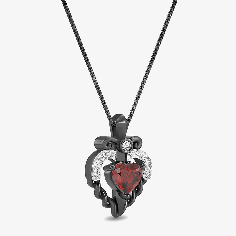 Evil Queen (I2, I) Womens 1/2 CT. T.W. Genuine Red Garnet Sterling Silver Heart 18 Inch Pendant Necklace