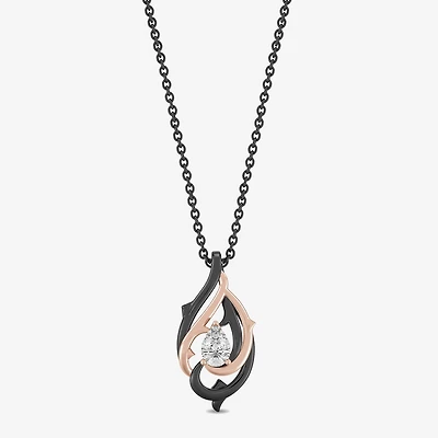 Enchanted Disney Fine Jewelry (F,Si1) Womens 1/3 CT. Lab Grown White Diamond 14K Rose Gold Over Silver Pear 18 Inch Pendant Necklace