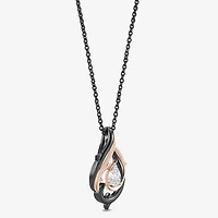 Enchanted Disney Fine Jewelry (F,Si1) Womens 1/3 CT. Lab Grown White Diamond 14K Rose Gold Over Silver Pear 18 Inch Pendant Necklace