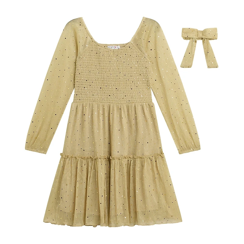 Knit Works Big Kid Girls Embellished Long Sleeve A-Line Dress