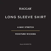 Haggar Stretch Twill Mens Long Sleeve Regular Fit Button-Down Shirt