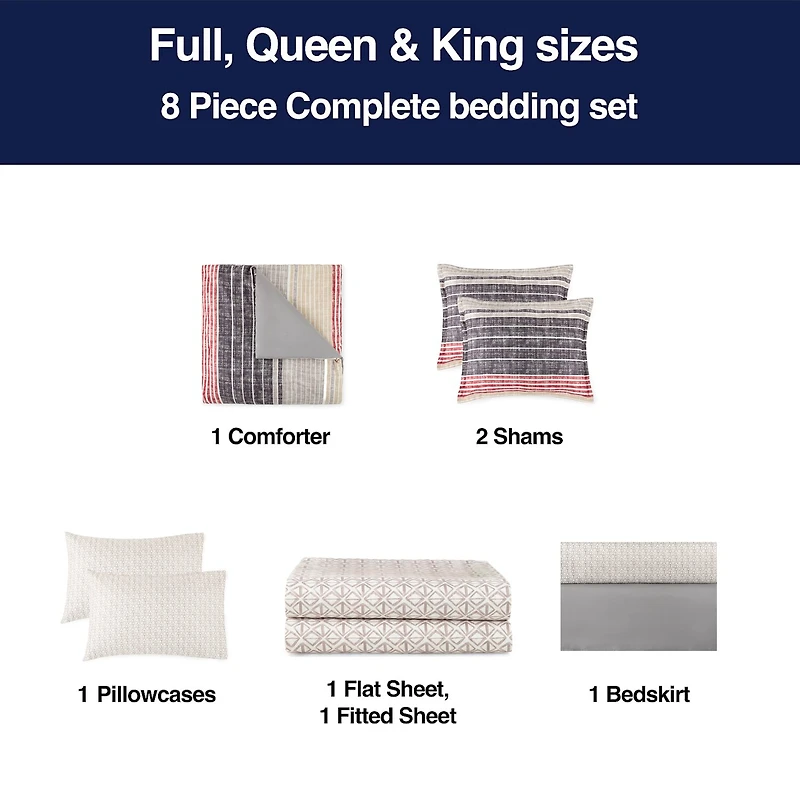 Home Expressions Mercer Stripes Complete Bedding Set With Sheets