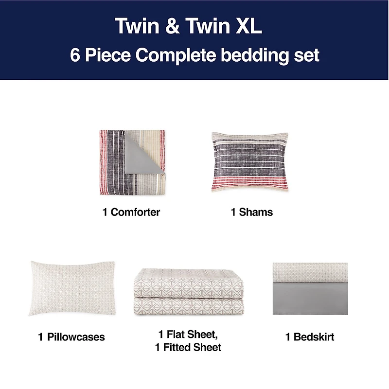 Home Expressions Mercer Stripes Complete Bedding Set With Sheets