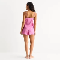 Ambrielle Womens Satin V-Neck Sleeveless 2-pc. Pajama Set