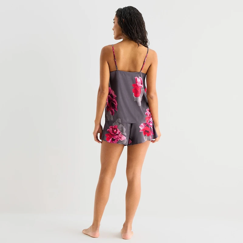 Ambrielle Womens Satin V-Neck Sleeveless 2-pc. Pajama Set